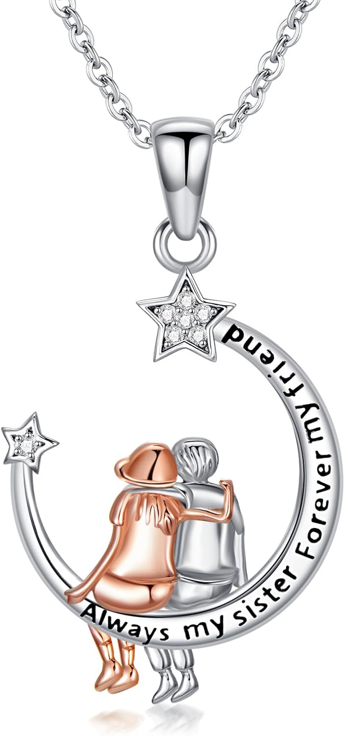 Sister & Brother Heart Infinity Necklaces in Sterling Silver
