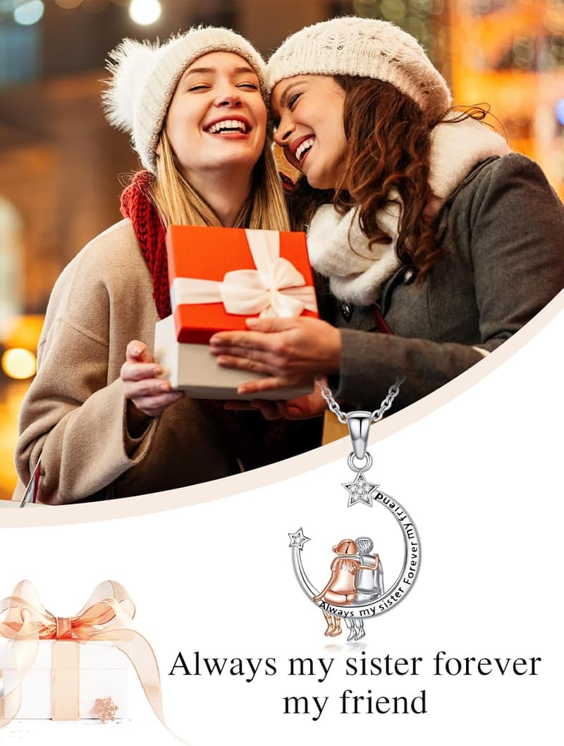 Sister & Brother Heart Infinity Necklaces in Sterling Silver