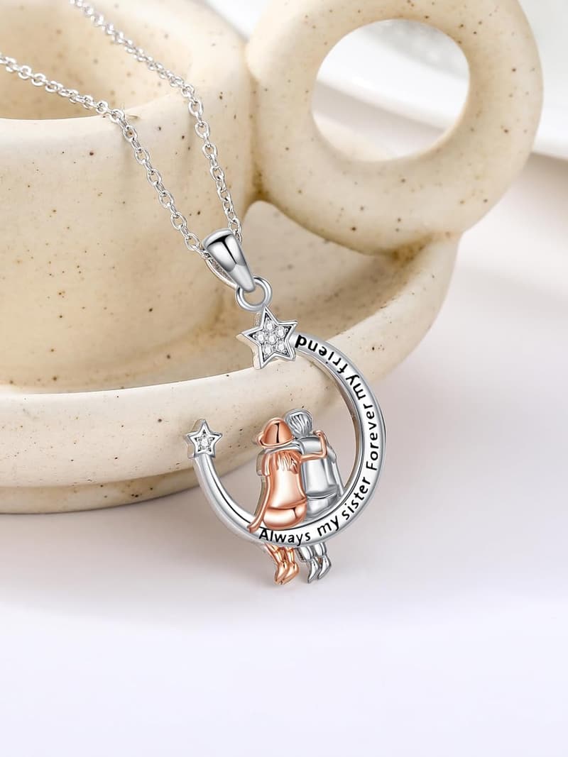 Sister & Brother Heart Infinity Necklaces in Sterling Silver