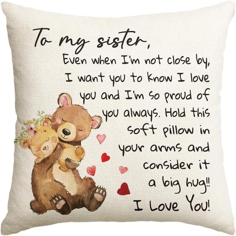 Christmas Throw Pillow Cover for Sister, 18x18 Inch