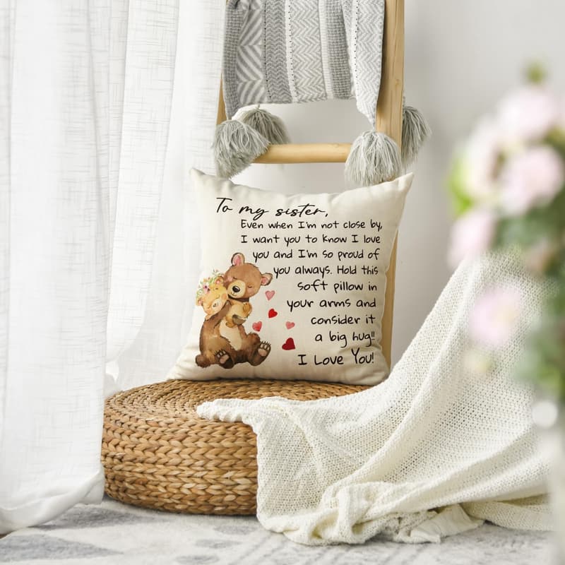 Christmas Throw Pillow Cover for Sister, 18x18 Inch