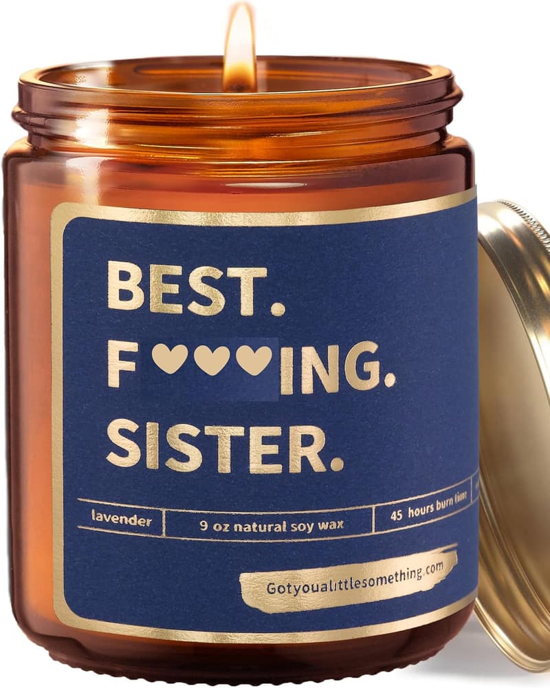 Funny Birthday Candle for Sister - Best Sister Ever, 9oz Lavender Vanilla