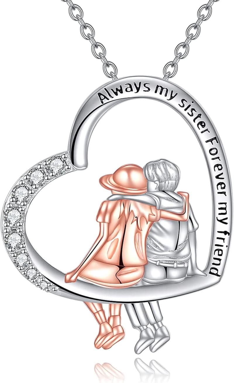 Sterling Silver Heart Infinity Necklaces for Siblings