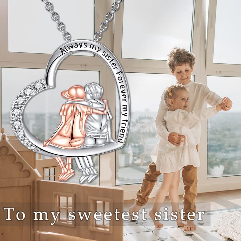 Sterling Silver Heart Infinity Necklaces for Siblings