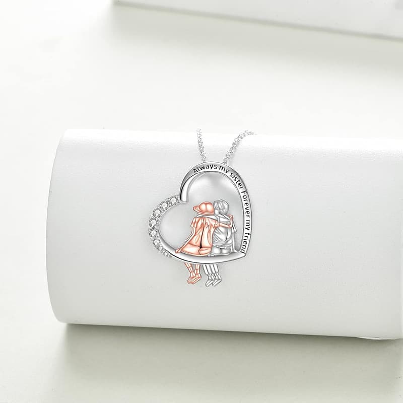Sterling Silver Heart Infinity Necklaces for Siblings