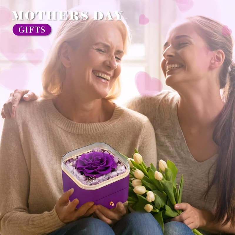 Eternal Purple Rose Gift Set with Necklace for Women