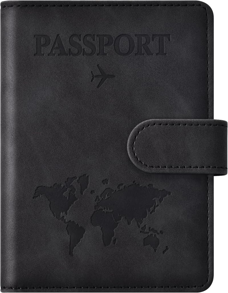 Travel Passport Holder Case for Essentials - Unisex Black Wallet