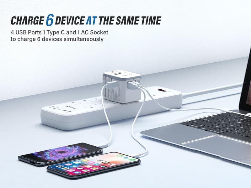 Universal Travel Adapter with 4 USB Ports for Worldwide Use