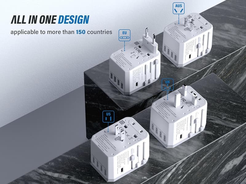 Universal Travel Adapter with 4 USB Ports for Worldwide Use
