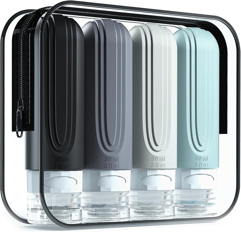 TSA-Approved 3oz Travel Silicone Bottles - Leak Proof (4 Pack)
