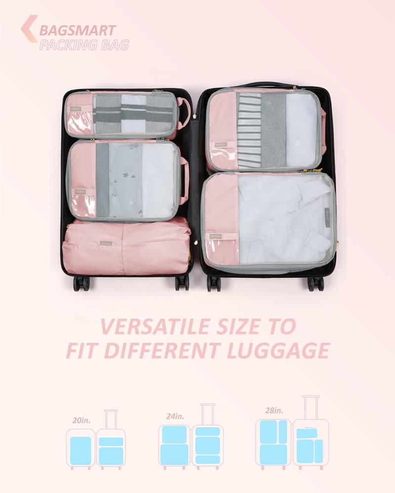 Lightweight Compression Packing Cubes - 6 Set Travel Organizer