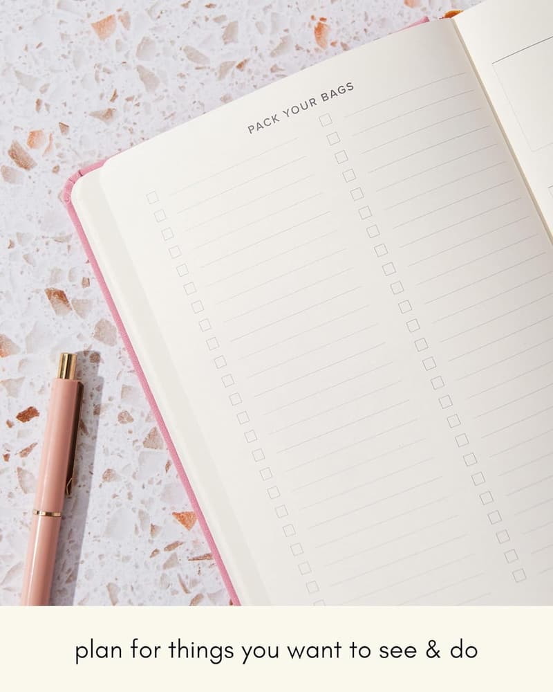 Travel Journal - Guided Notebook for Travelers, Lavender Pink