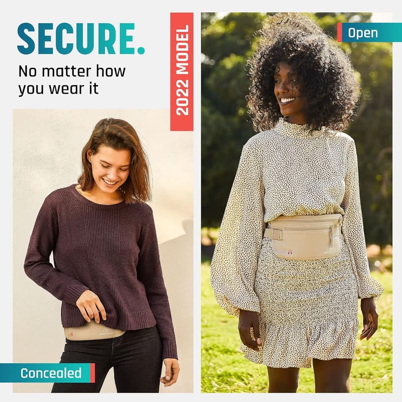 Anti-Theft RFID Money Belt for Travel - Unisex Waist Wallet