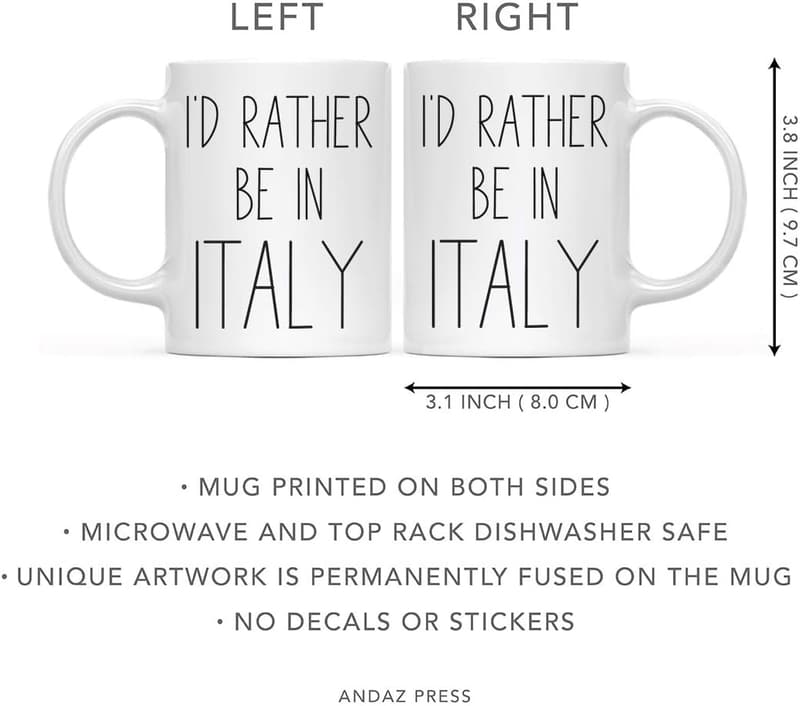 Italy Coffee Mug Gift for Travel Lovers, 11oz