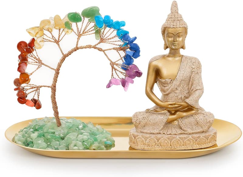 Chakra Crystal Buddha Tree Set for Home Meditation Decor