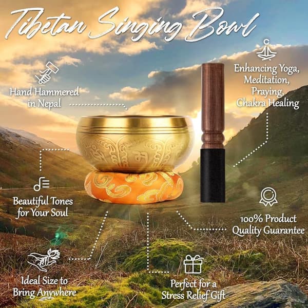 Meditation Singing Bowl Set - Hand-Hammered Nepalese Gift
