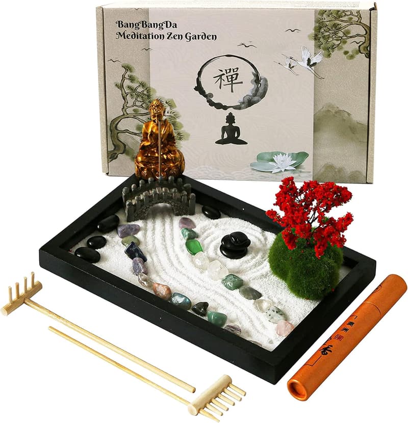 Zen Garden Kit - Japanese Tabletop Meditation Decor for Parents