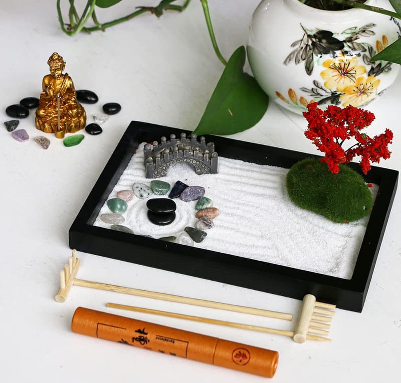 Zen Garden Kit - Japanese Tabletop Meditation Decor for Parents