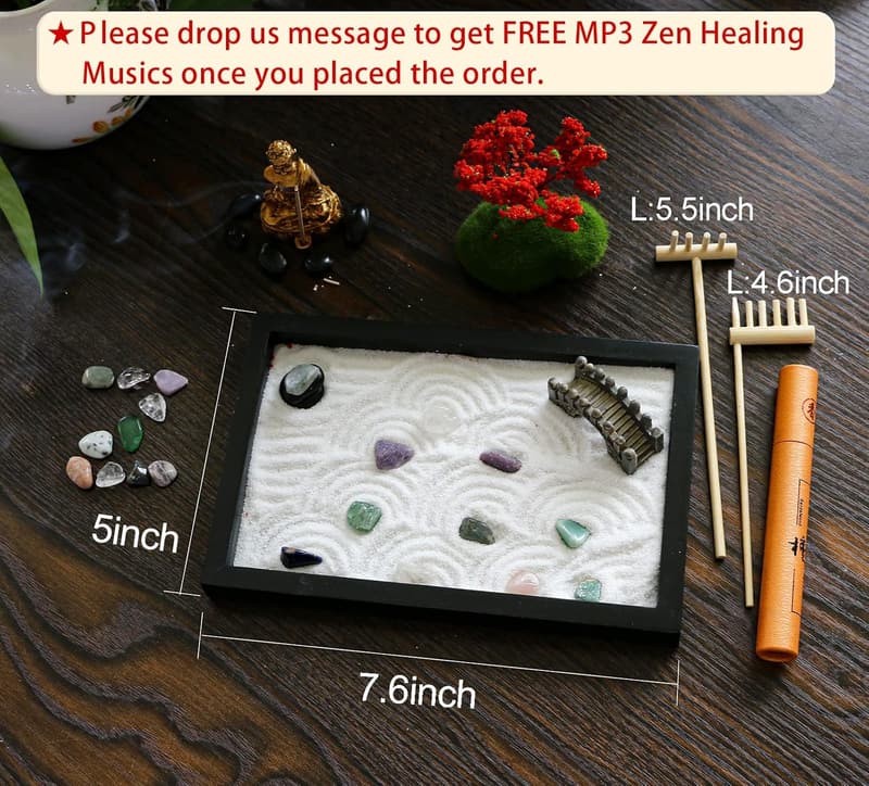 Zen Garden Kit - Japanese Tabletop Meditation Decor for Parents