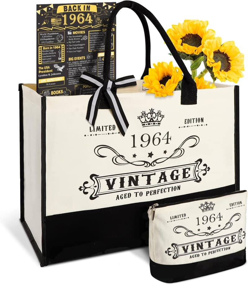 61st Birthday Canvas Tote Bag & Vintage 1964 Accessories