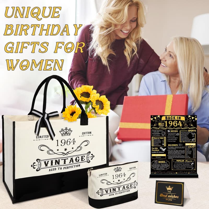 61st Birthday Canvas Tote Bag & Vintage 1964 Accessories