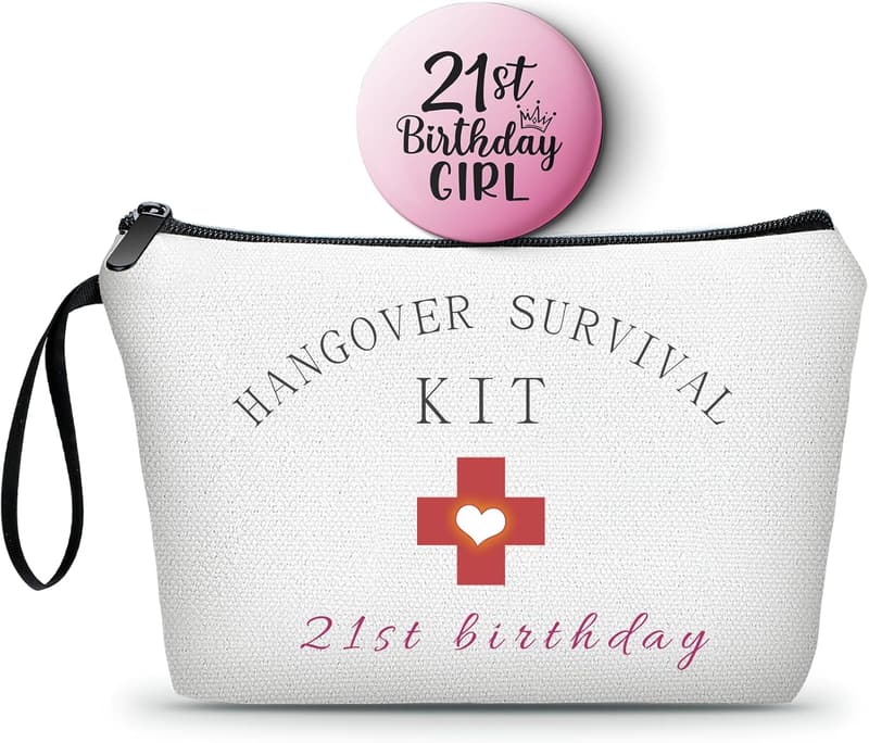 21st Birthday Cosmetic Bag with Mirror for Women