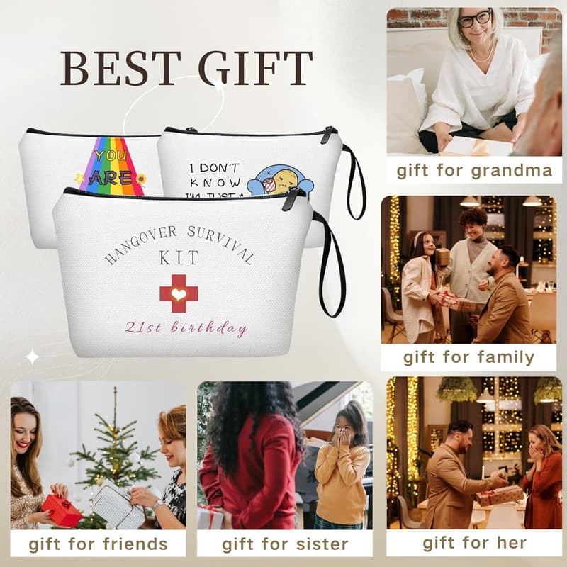 21st Birthday Cosmetic Bag with Mirror for Women