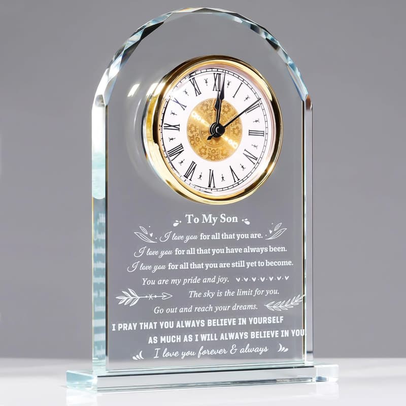 Father's Day Clock Gift for Son - Meaningful Inspirational Desk Decor