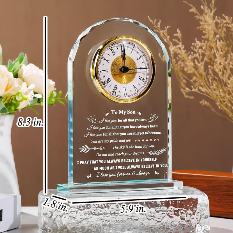 Father's Day Clock Gift for Son - Meaningful Inspirational Desk Decor