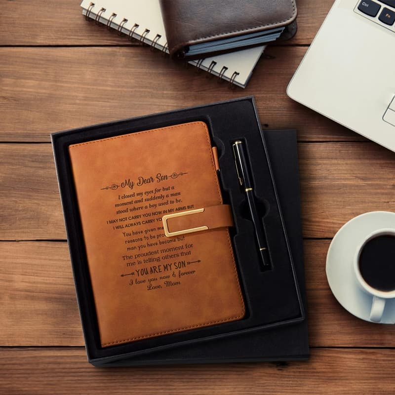 Personalized Vintage Leather Journal Gift for Son
