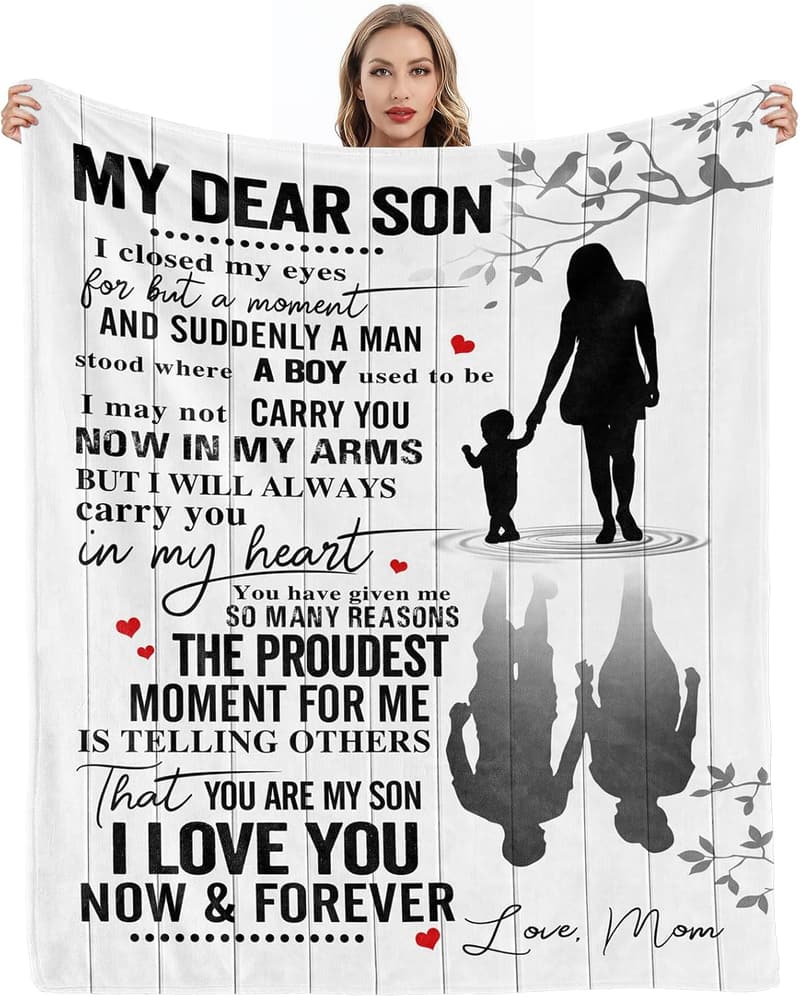 Father's Day Blanket for Son – Soft Throw with Love Letters, 60