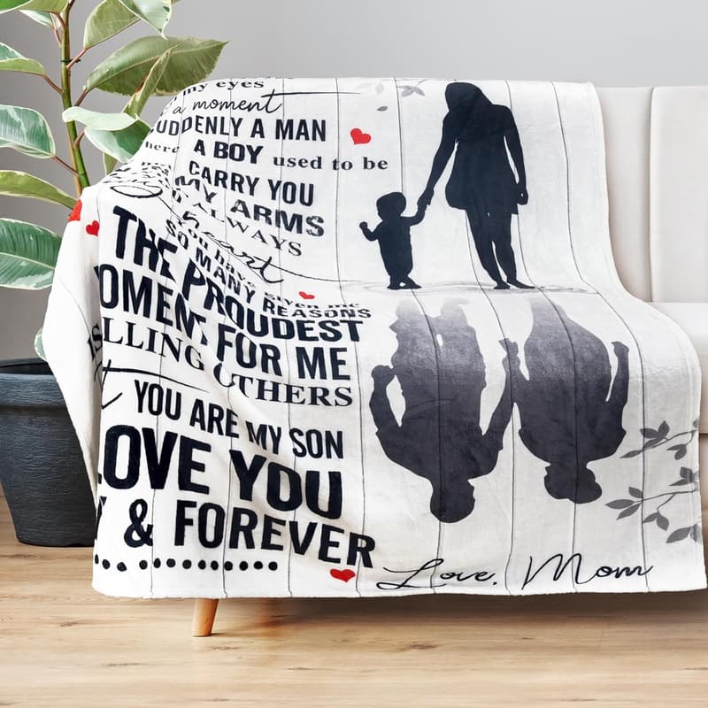 Father's Day Blanket for Son – Soft Throw with Love Letters, 60