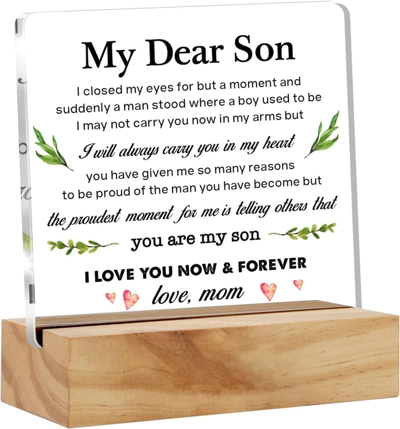 Acrylic Desk Plaque Sign with Wooden Stand for Home Office