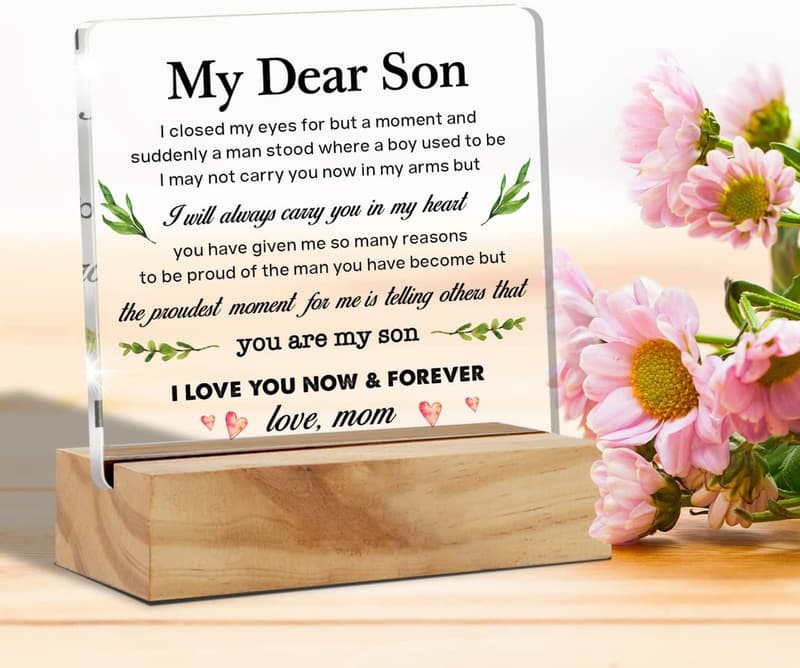 Acrylic Desk Plaque Sign with Wooden Stand for Home Office