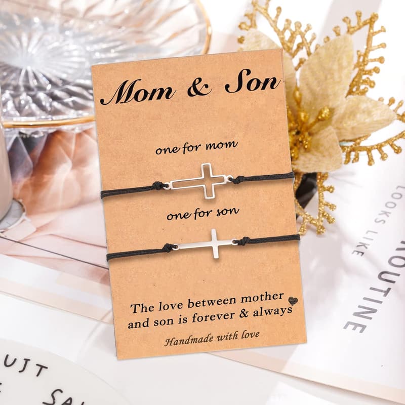 Fathers Day Matching Tarsus Cross Bracelets Gift Set