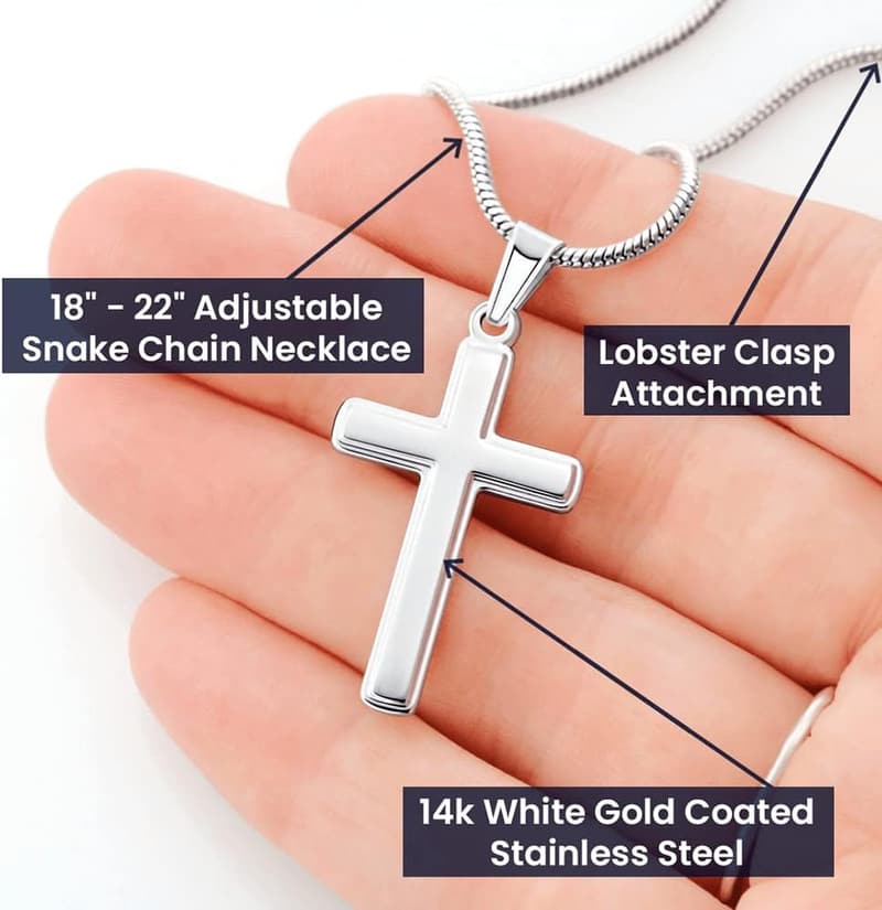 Son's Birthday Graduation Gift - Faith Cross Necklace from Mom & Dad