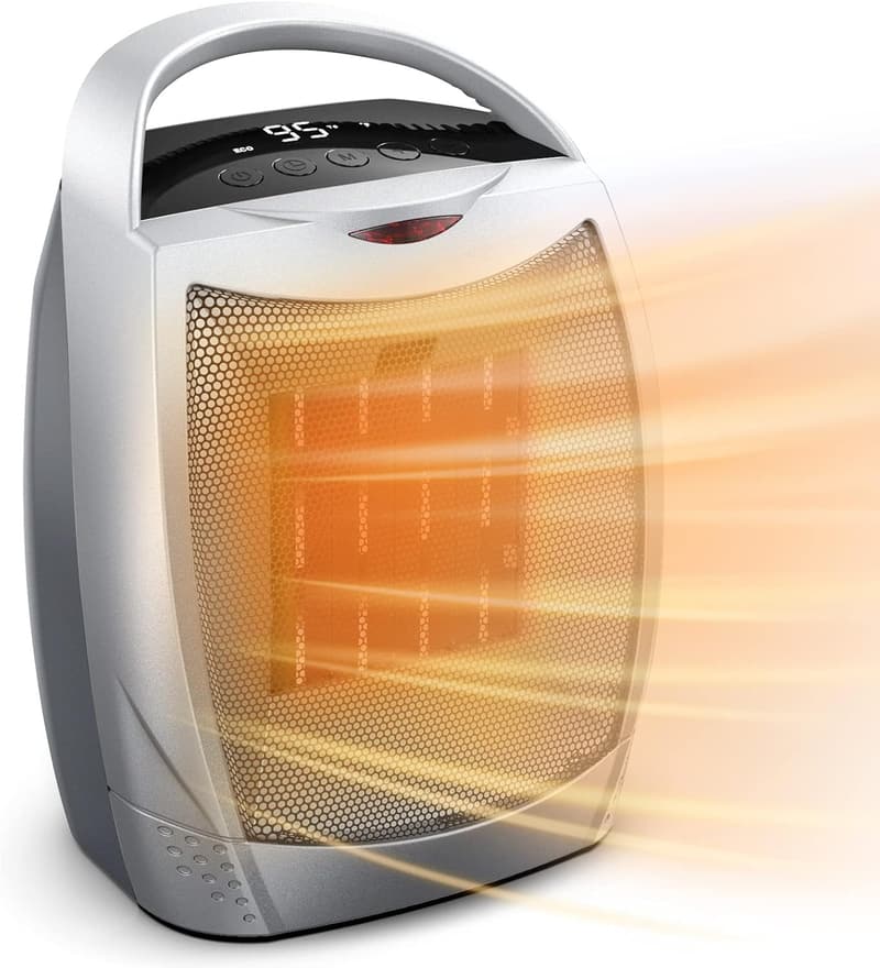 Portable 1500W Space Heater with Thermostat and Timer