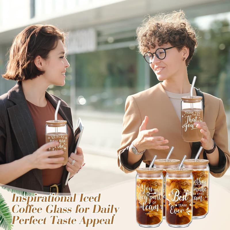 Employee Appreciation Can Shaped Beer Glass Set with Bamboo Lids