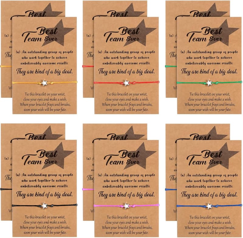 Employee Appreciation Adjustable Star Friendship Bracelets - 12 Pcs