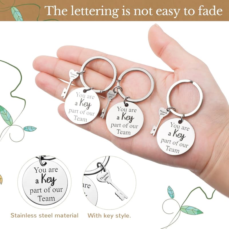 Employee Appreciation Keychain Set with Thank You Cards & Bags