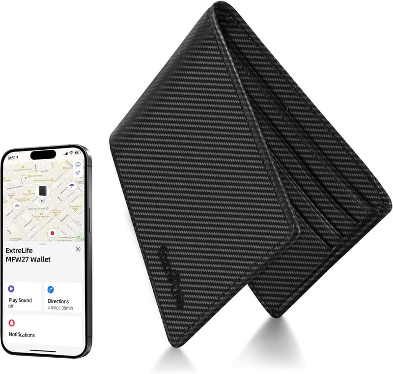 Men's RFID-Blocking Bifold Wallet with Bluetooth Tracker
