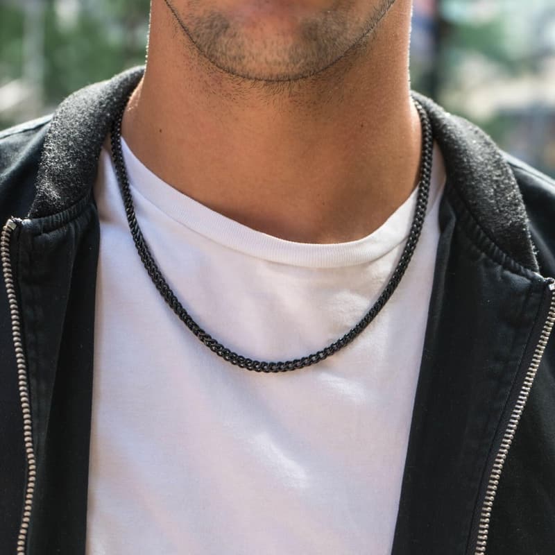 Men's Stainless Steel Foxtail Chain Necklace & Bracelet Set