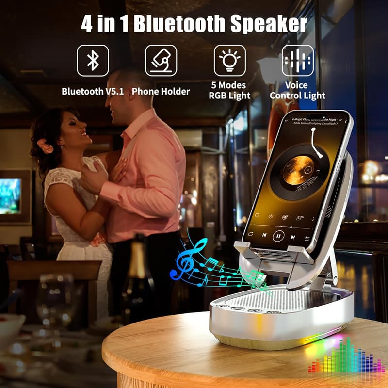 Bluetooth Speaker & Charging Stand with LED Light for Men