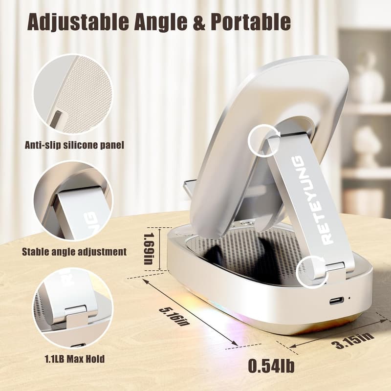 Bluetooth Speaker & Charging Stand with LED Light for Men