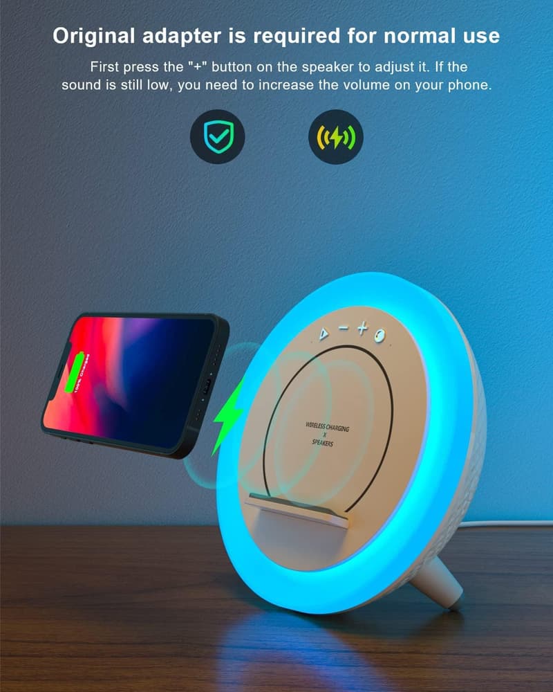Wireless Charging Bluetooth Speaker Night Light for Teens