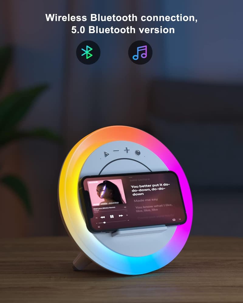 Wireless Charging Bluetooth Speaker Night Light for Teens