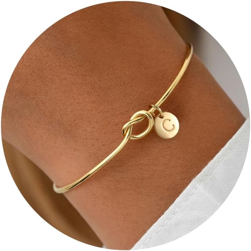 Personalized Gold Initial Cuff Bracelet for Women
