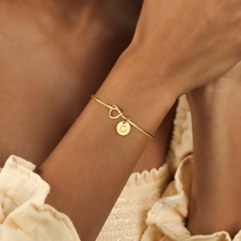 Personalized Gold Initial Cuff Bracelet for Women