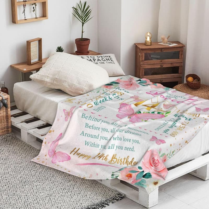 14th Birthday Throw Blanket for Girls, 60