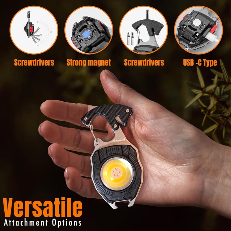 Father's Day Multi-Tool Keychain Gift for Dad - LED Flashlight, Carabiner, Fire Starter